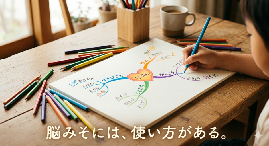 マインドマップを描く子ども